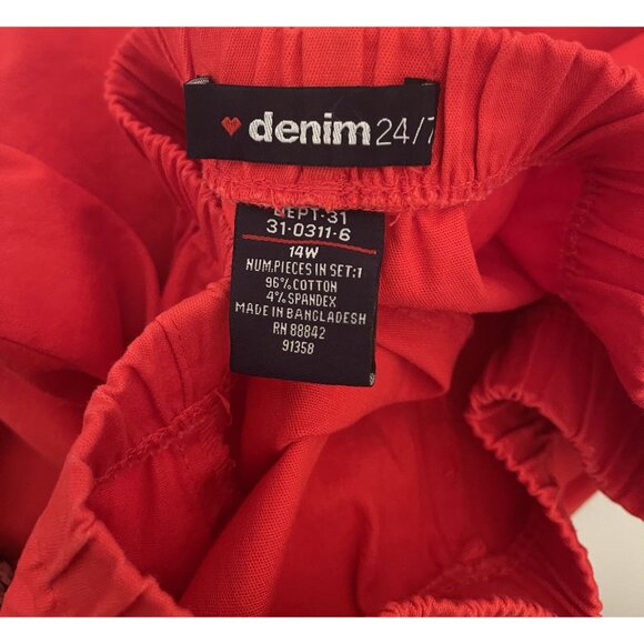 Denim 24/7 Red Stretch Pull On Ankle Pants Plus Size 14W - Picture 5 of 5